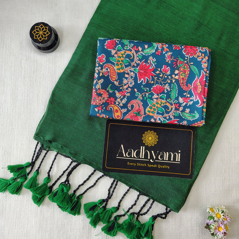 Green Handloom Cotton Saree With Designer Blouse