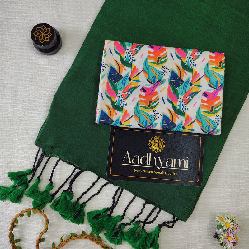 Green Handloom Cotton Saree With Designer Blouse