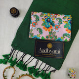 Green Handloom Cotton Saree With Designer Blouse