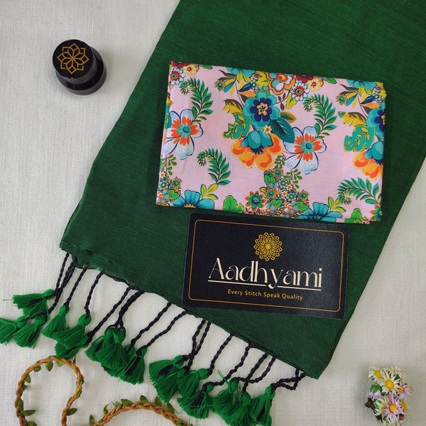 Green Handloom Cotton Saree With Designer Blouse
