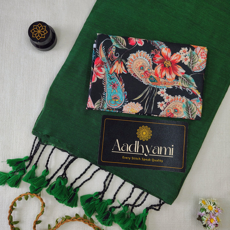 Green Handloom Cotton Saree With Designer Blouse