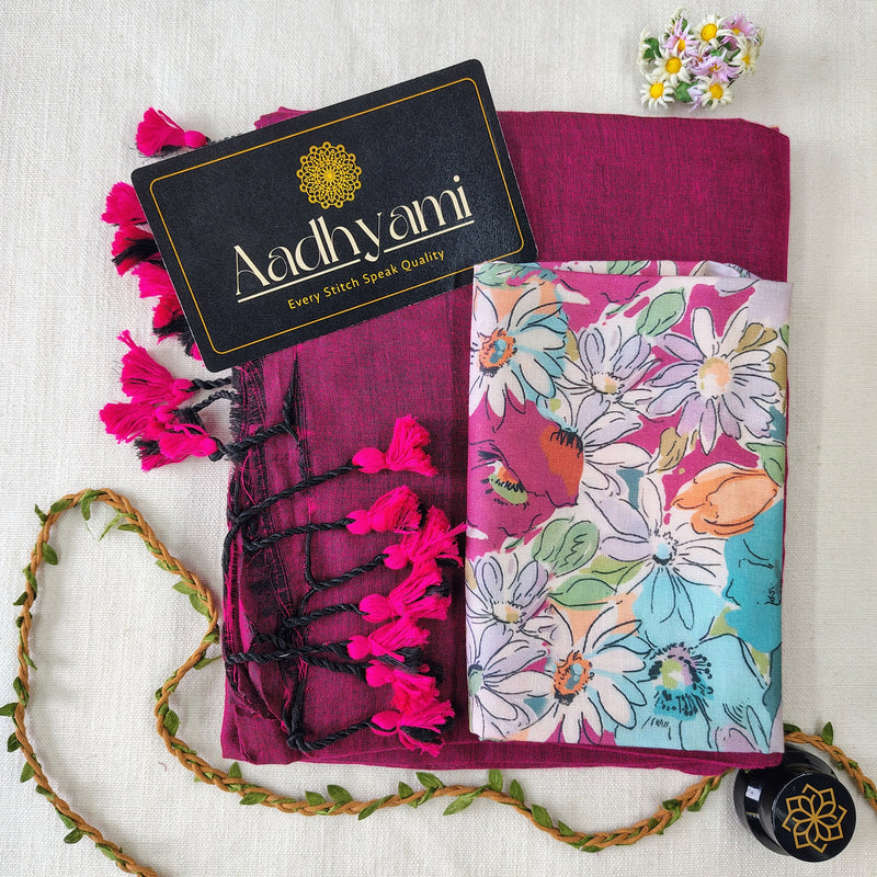 Pink Handloom Cotton Saree With Designer Blouse