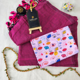 Pink Handloom Cotton Saree With Designer Blouse