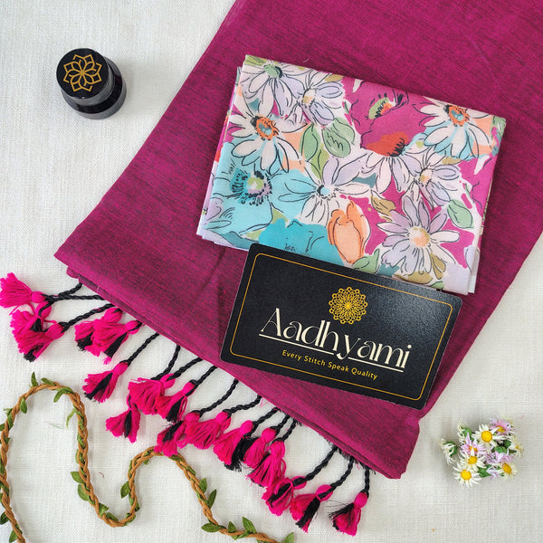 Pink Handloom Cotton Saree With Designer Blouse