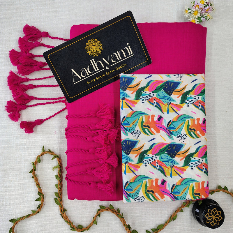 Pink Handloom Cotton Saree With Designer Blouse