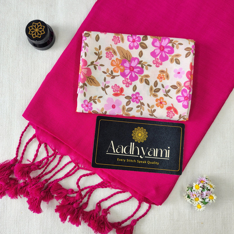 Pink Handloom Cotton Saree With Designer Blouse