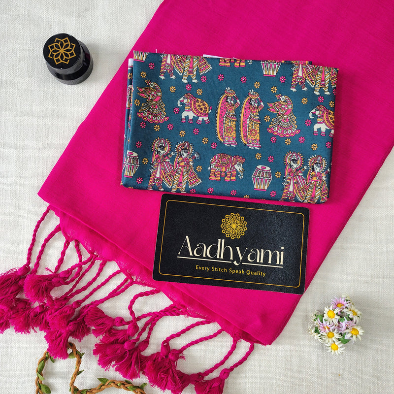 Pink Handloom Cotton Saree With Designer Blouse