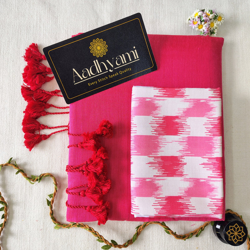 Gajri Handloom Cotton Saree With Designer Blouse