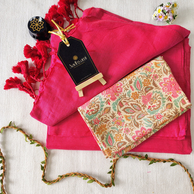 Gajri Handloom Cotton Saree With Designer Blouse