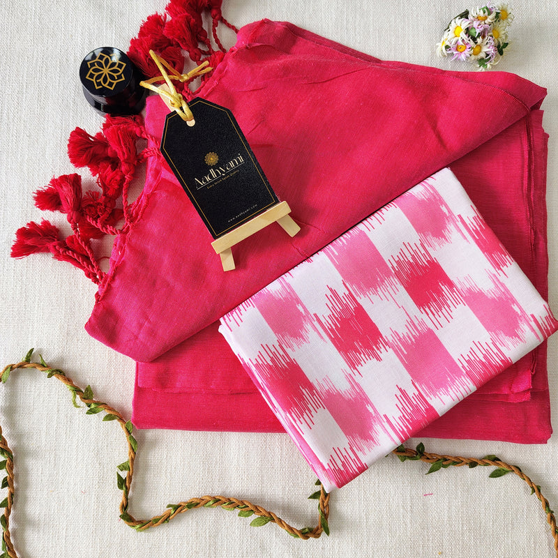 Gajri Handloom Cotton Saree With Designer Blouse