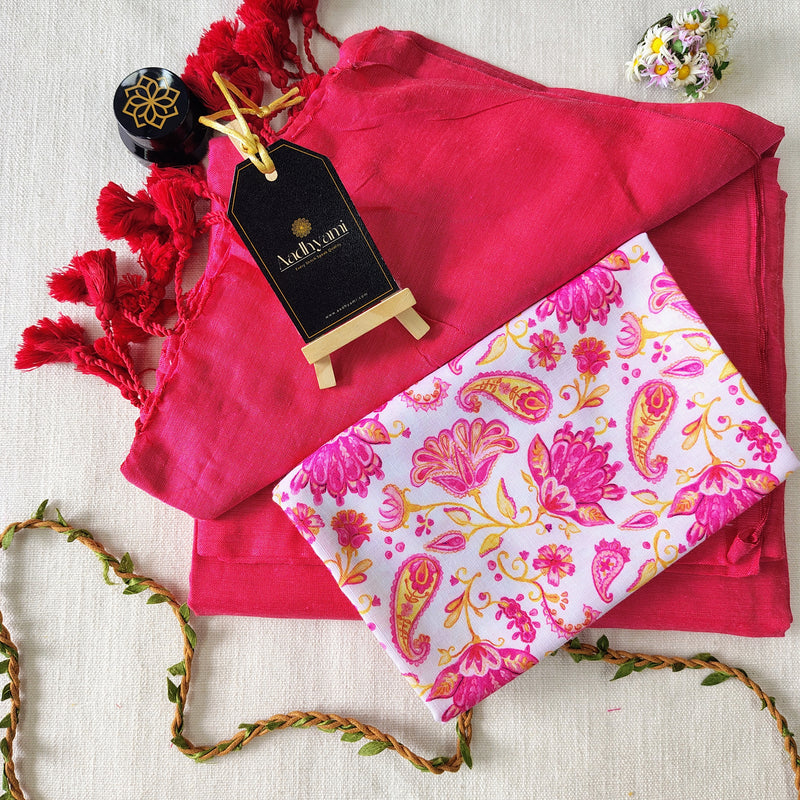 Gajri Handloom Cotton Saree With Designer Blouse