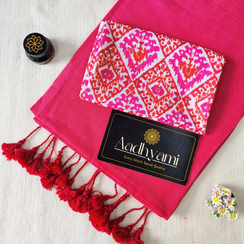 Gajri Handloom Cotton Saree With Designer Blouse