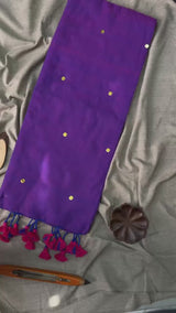 Purple Khadi Cotton Gini Work Saree  With Embrodery Work Stitched Blouse